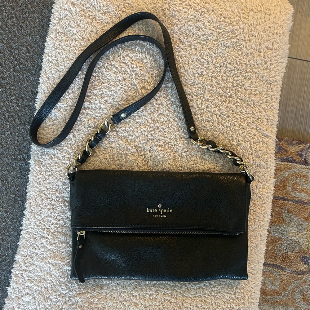 Kate Spade Cobble Hill Krista Fold Over Crossbody Bag in Black